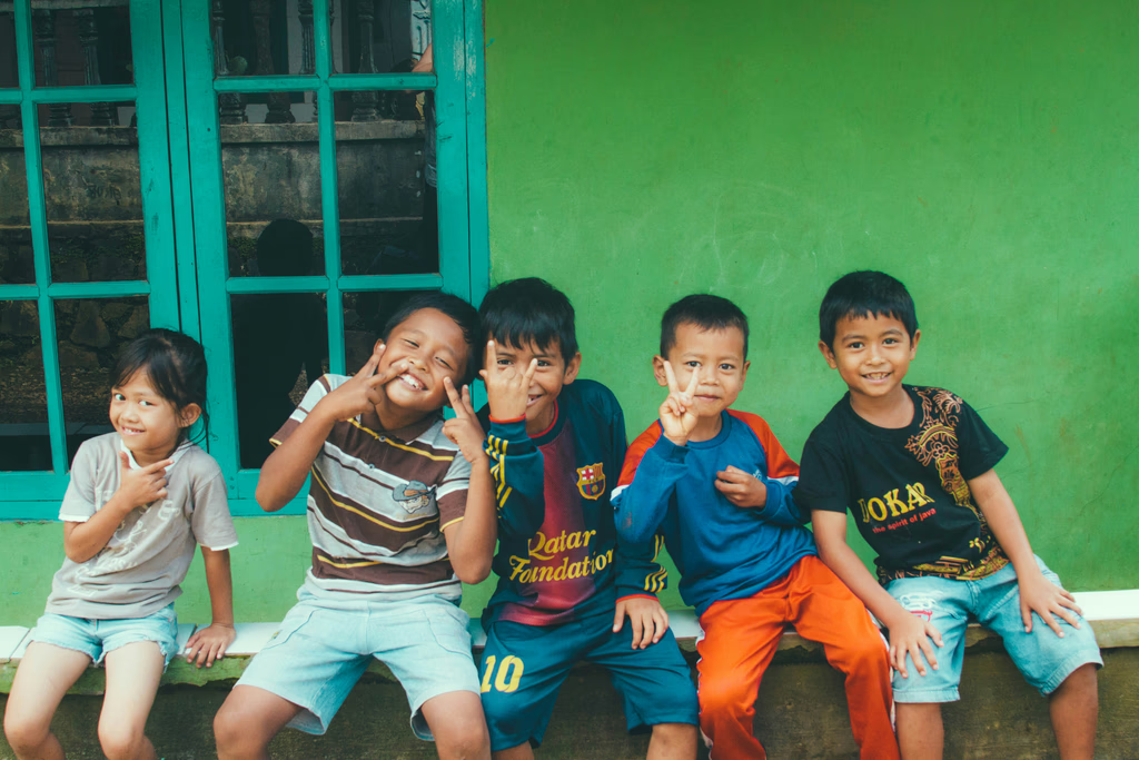 Children near a window